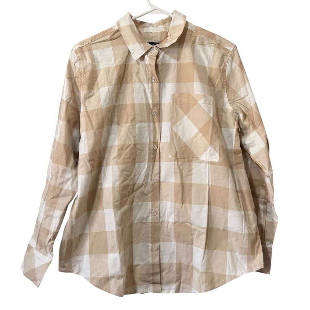 Studio Park Women Size Small Button Down Shirt Brown Classic Beach‎ Lightweight